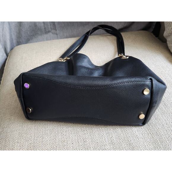 MICHAEL Kors Black Gold Raven Large Pebbled Leather Shoulder Tote Bag - Picture 4 of 9